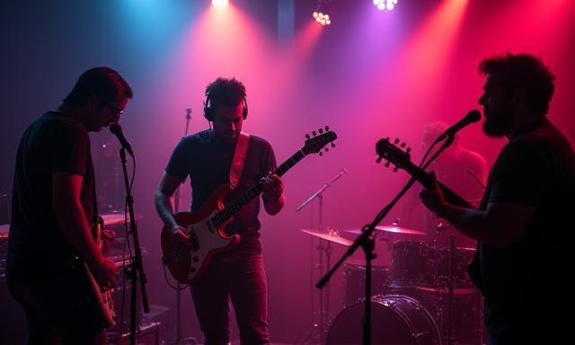 Band performing or radio studio.